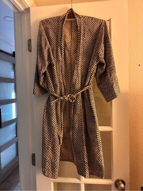 *RARE* PO-EM handwoven cotton block print checkered robe XS